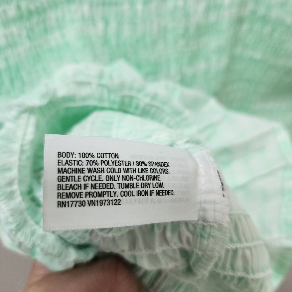 Mint Green/White Gingham Smocked Straight Neck Strappy Ruffle Mini Sundress XL - Picture 4 of 4